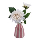 Curate Faux Floral Blush Pink Floral in Pink Stripe Ceramic Pot, 28cm Height