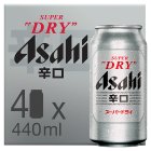 Asahi 4 x 440ml Super Dry Lager Beer Cans